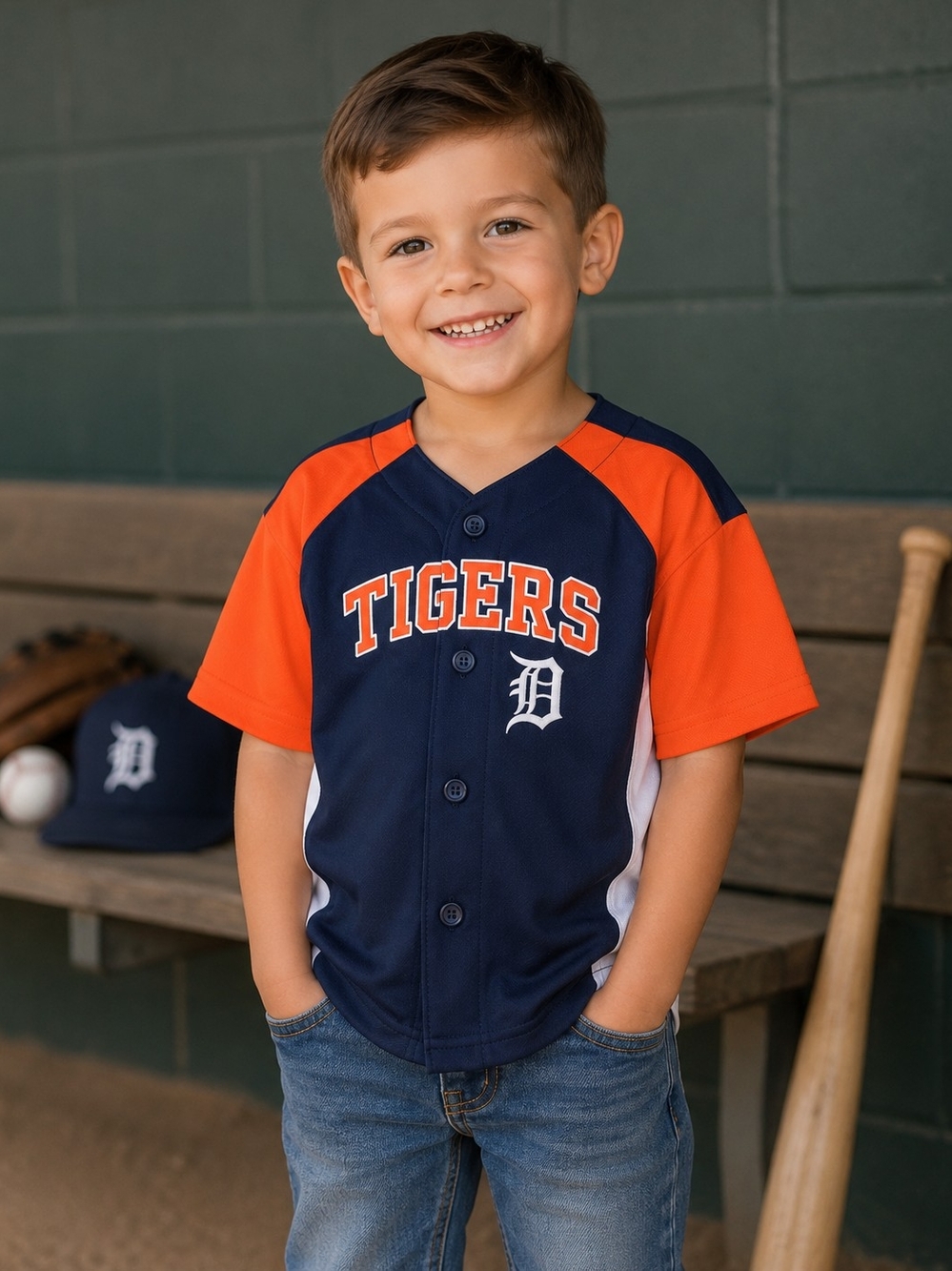 DETROIT TIGERS BASEBALL JERSEY TODDLER KIDS SZ 4T